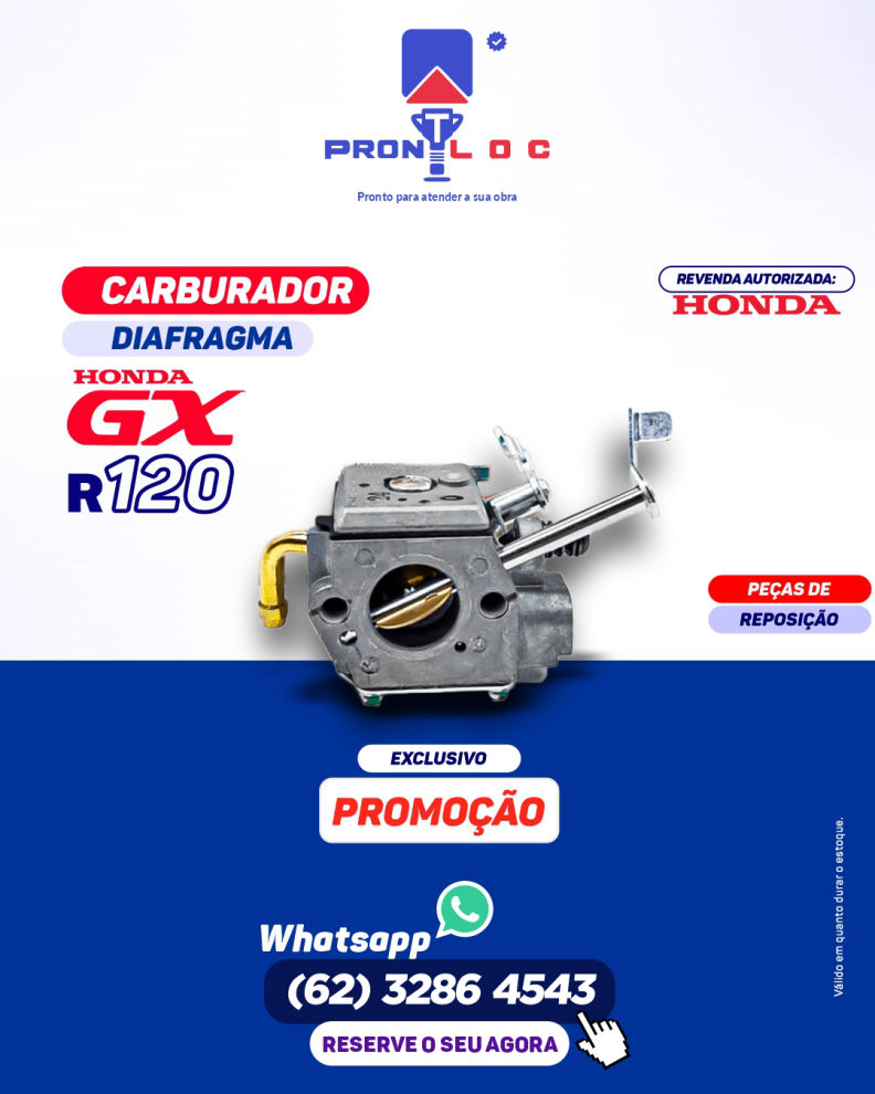 Carburador Diafragma Honda GXR 120 Pront LOC