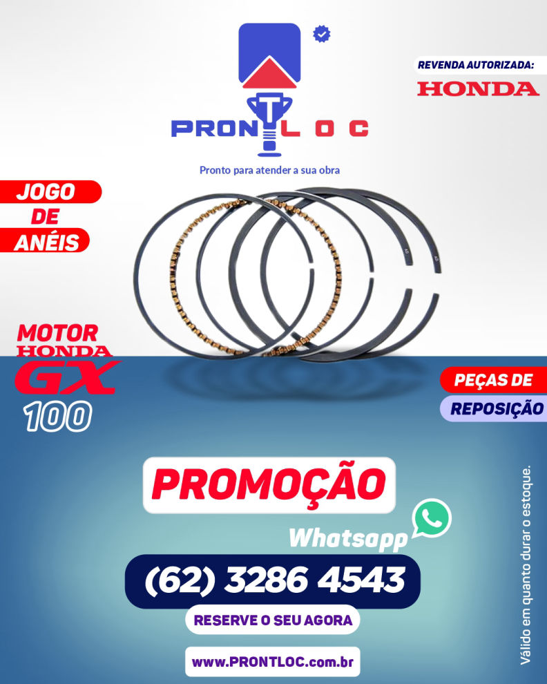 Jogo de Anéis Motor Honda GX 100 PRONT LOC